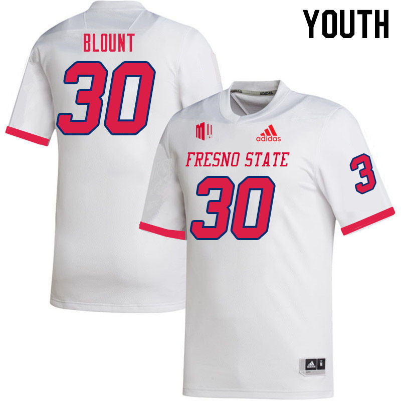 Youth #30 Tanner Blount Fresno State Bulldogs College Football Jerseys Sale-White - Click Image to Close